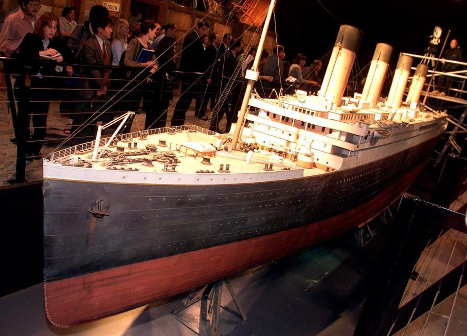 A scale model of the Titanic which was used in the filming of the movie (William West / AFP via Getty Images)