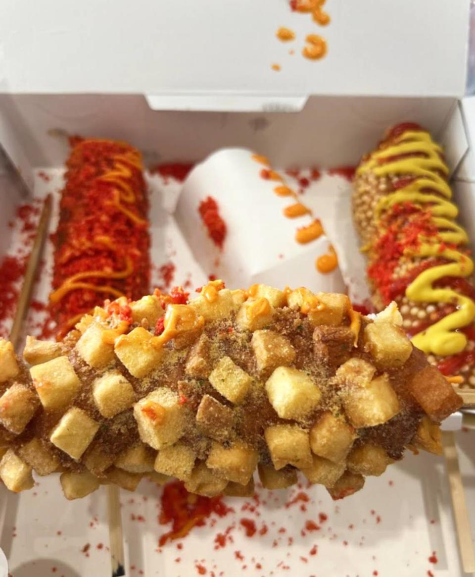 Some of the specialty Korean corn dogs that will be offered at Corn’d, a new Korean corn dog shop opening in Turlock, Calif.