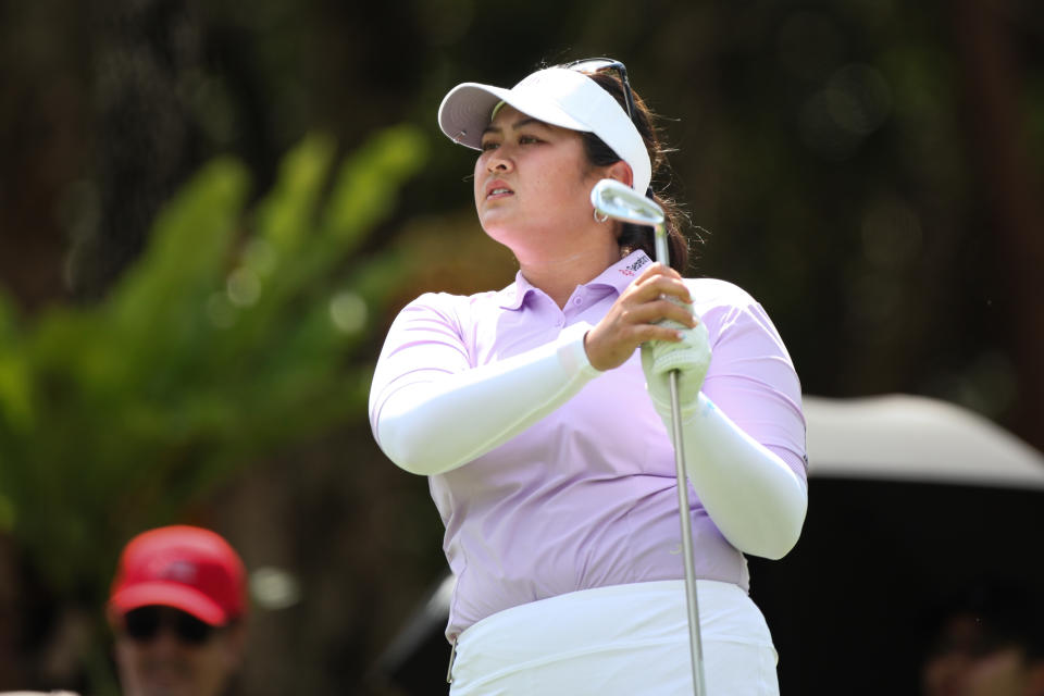 Lilia Vu of the United States tees off at the 4th hole during the first round of the Honda LPGA Thailand at Siam Country Club on February 22, 2024, in Chon Buri. (Photo by Thananuwat Srirasant/Getty Images)