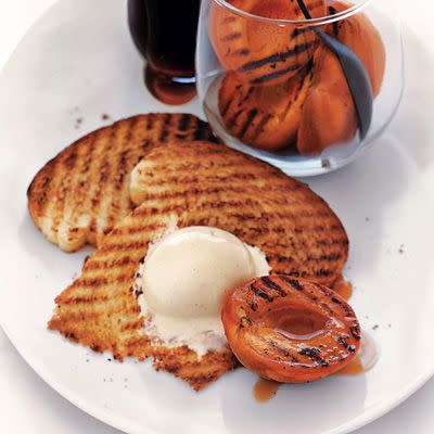 Grilled Apricots with Brioche and Vanilla Ice Cream