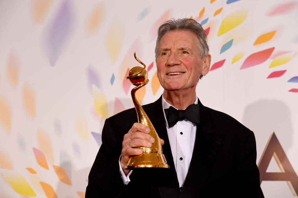 LONDON, ENGLAND - JANUARY 28: Michael Palin wins the Special Recognition Award at the National Television Awards 2020 at The O2 Arena on January 28, 2020 in London, England. (Photo by Dave J Hogan/Getty Images)