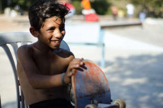 Mohammad, 11 ans, jeune skateur de Chatila, au Snoubar skatepark, le 23 juin 2023.

. PHOTO EMMANUEL HADDAD