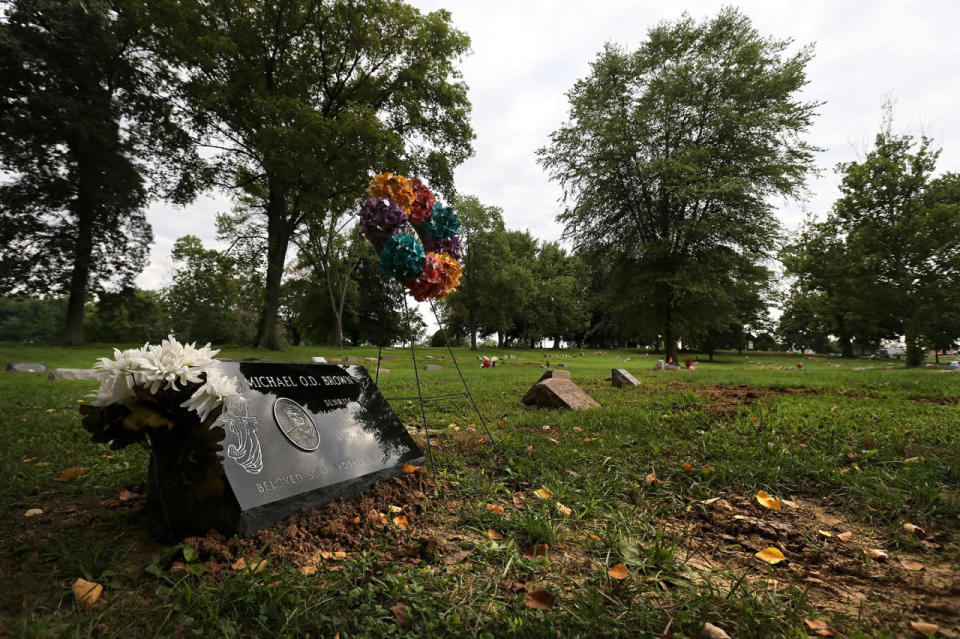 Shots fired during a protest in Ferguson, Mo., on the 2nd anniversary of Michael Brown’s death