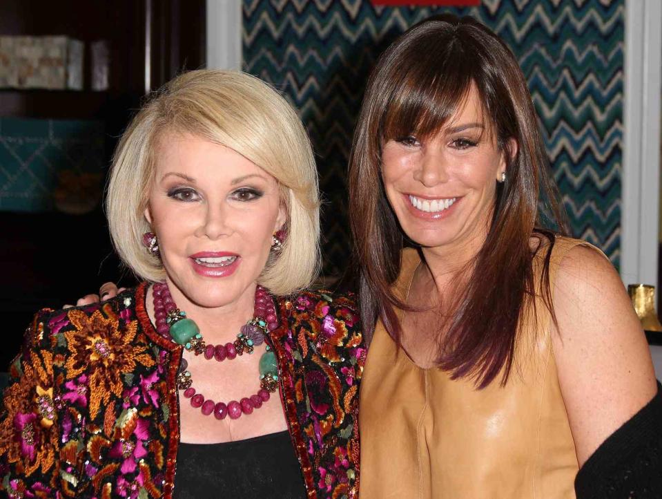 Frederick M. Brown/Getty Images TV personalities Joan Rivers and Melissa Rivers speak during the E! Entertainment Television lunch panel during the NBCUniversal portion of the 2012 Winter TCA Tour at The Langham Huntington Hotel and Spa on January 7, 2012 in Pasadena, California.