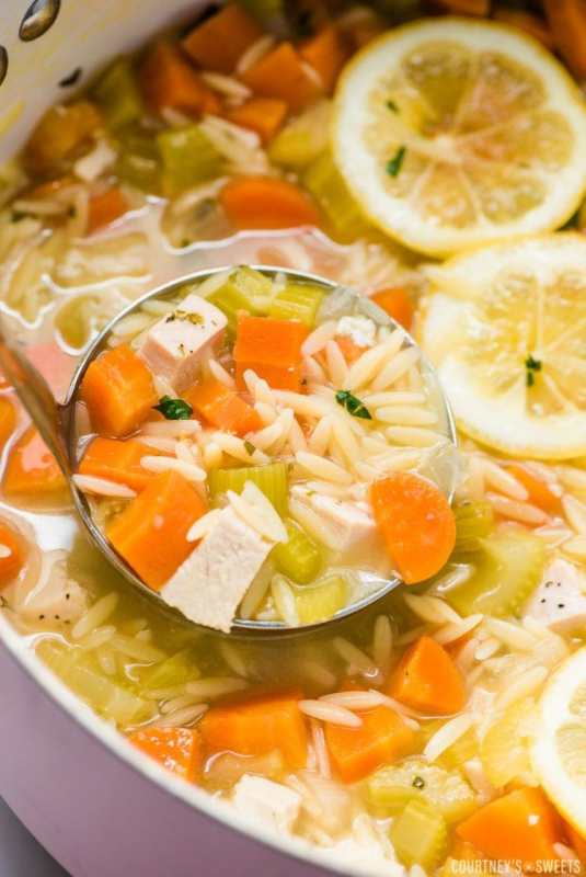 <p>Courtney's Sweets</p><p> Ladle up a bowl full of orzo-full comfort.</p><p><strong>Get the recipe: </strong><a href="https://www.courtneyssweets.com/lemon-chicken-orzo-soup/?fbclid=IwAR0RakwjKlgJ3lV8znZXQJw8ZzZR4E29geFT6no8d6U4Ia3b8KNH9TtlJxU" rel="nofollow noopener" target="_blank" data-ylk="slk:Lemon Chicken Orzo Soup;elm:context_link;itc:0;sec:content-canvas" class="link rapid-noclick-resp"><strong>Lemon Chicken Orzo Soup</strong></a></p>