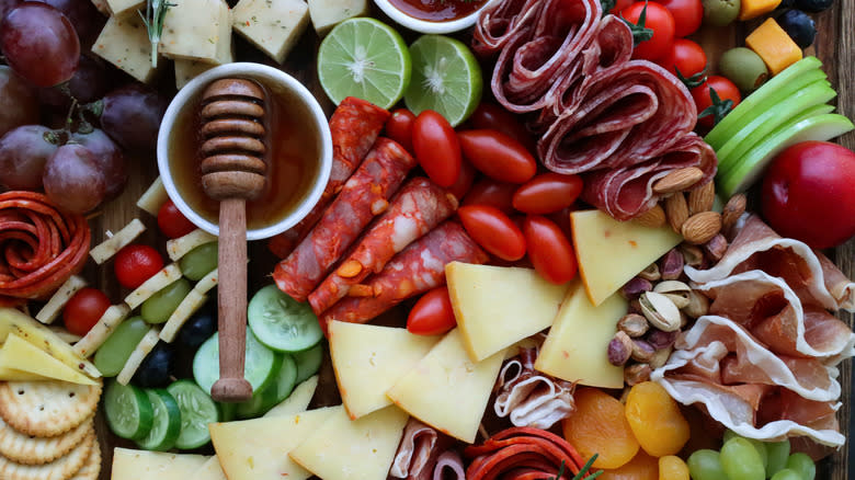 charcuterie board with fruit