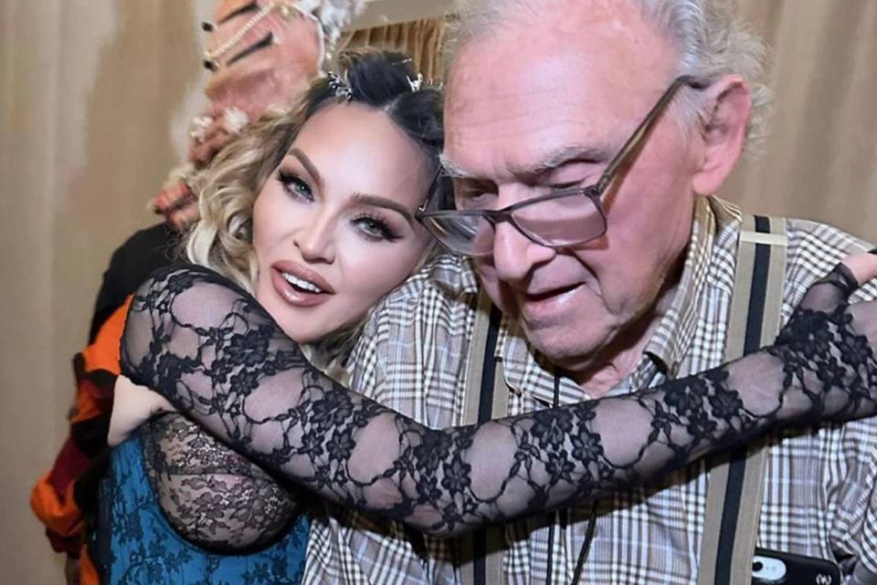 <p>Madonna/Instagram</p> Madonna poses with her father Silvio in honor of his 93rd birthday