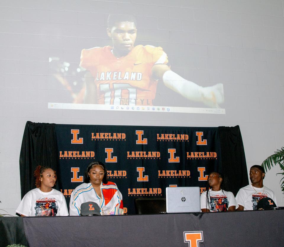 A video of Lakeland senior wide receiver Tyler Williams is being played prior during his commitment ceremony on Tuesday night at The Well in Lakeland.