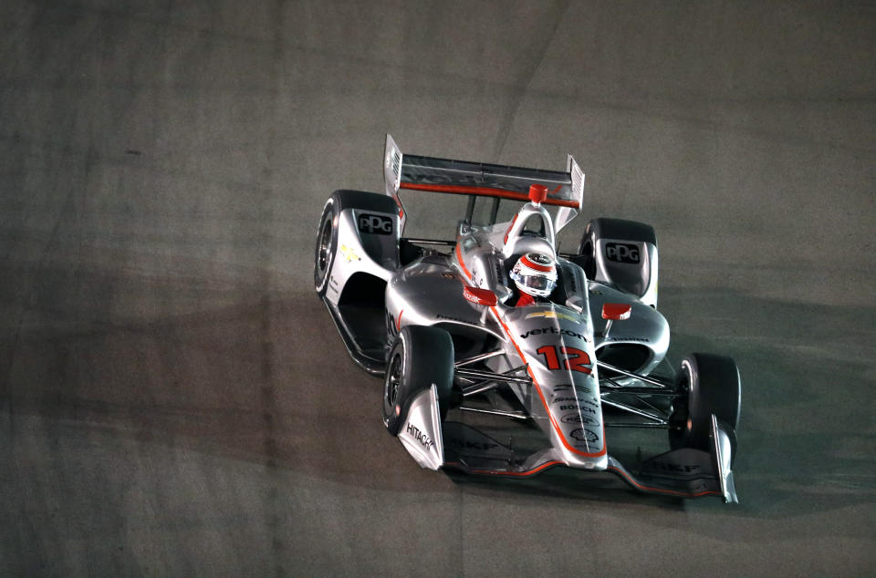 Will Power, of Australia, drives during the IndyCar auto race at Gateway Motorsports Park on Saturday, Aug. 25, 2018, in Madison, Ill. (AP Photo/Jeff Roberson)