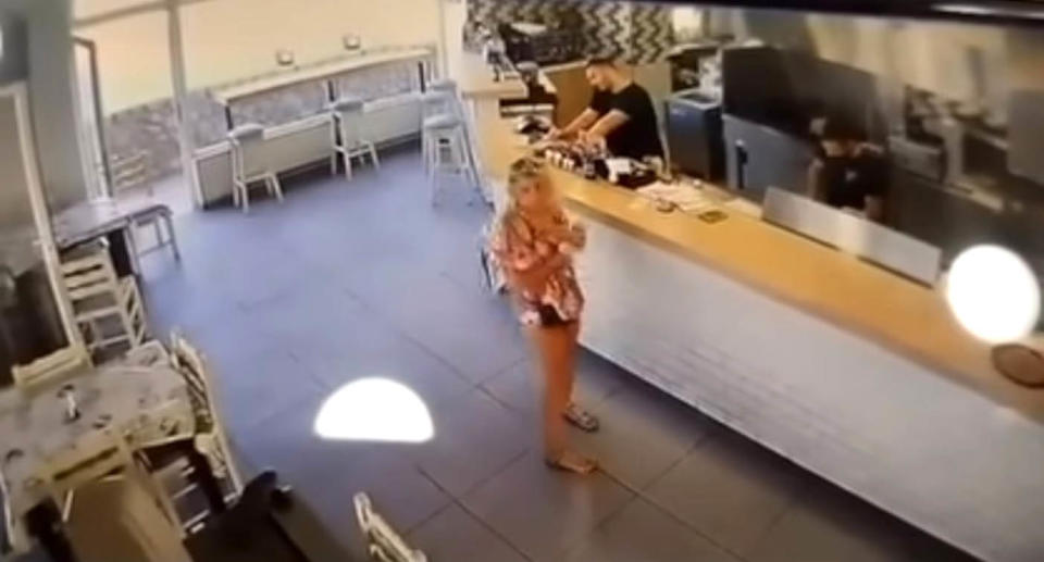 CCTV cameras show Anastasia inside a restaurant before her disappearance.