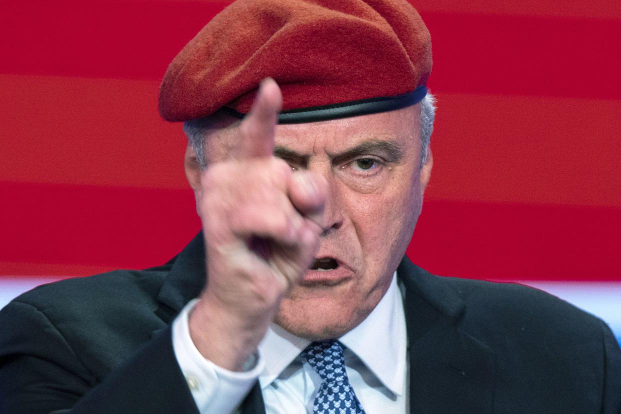 Republican candidate for New York City mayor, Curtis Sliwa during a debate at the ABC-7 studios in Manhattan, New York, Tuesday, Oct. 26. 2021.