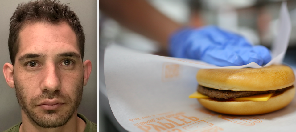 Daniel Parra-Braun was forced to buy a cheeseburger so he could roba branch of McDonald's (SWNS/Getty)