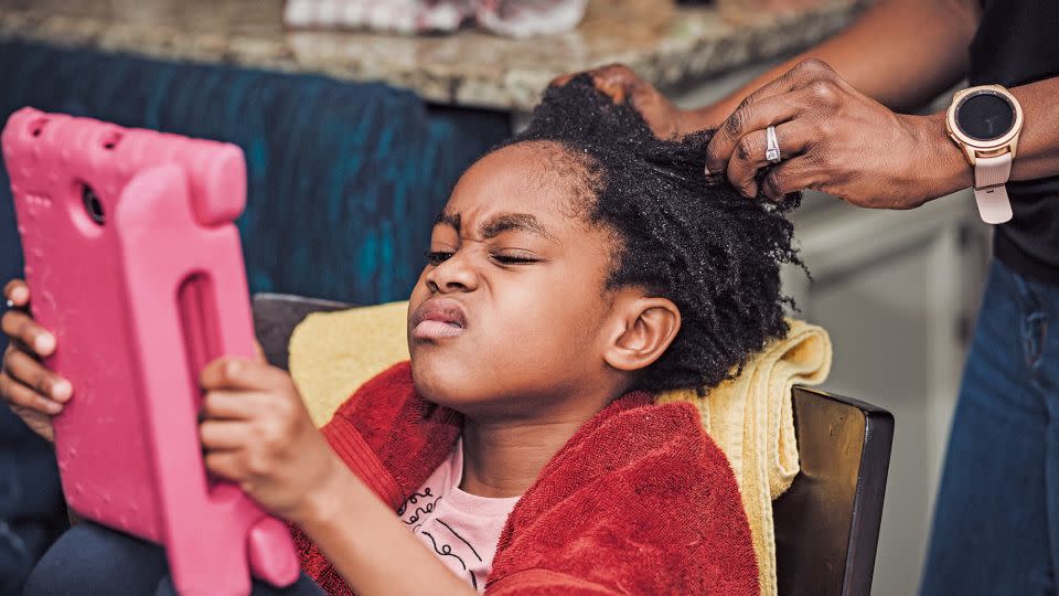 "I'd like her to see the beauty in her texture," one mother, Nadia, told Faxio of her daughter Kinsley's hair. "But also know that it's just hair and it complements her, not defines her." - Tomesha Faxio