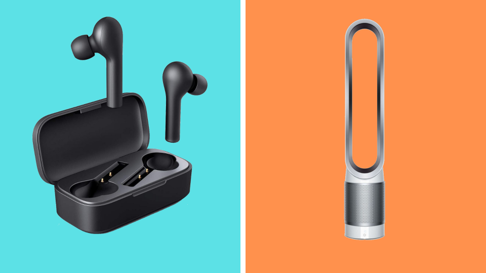 Aukey Wireless Earbuds and Dyson air purifier. (Photo: Amazon)