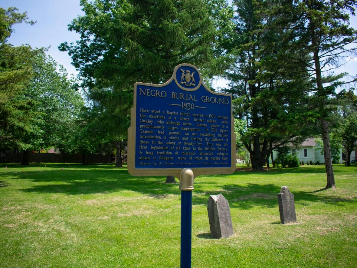 Twenty-eight burial sites and 19 buried headstones were discovered at the Negro Burial Ground, Niagara-on-the-Lake, Ont., in May 2022, using ground-penetrating radar. (Bobby Hristova/CBC - image credit)