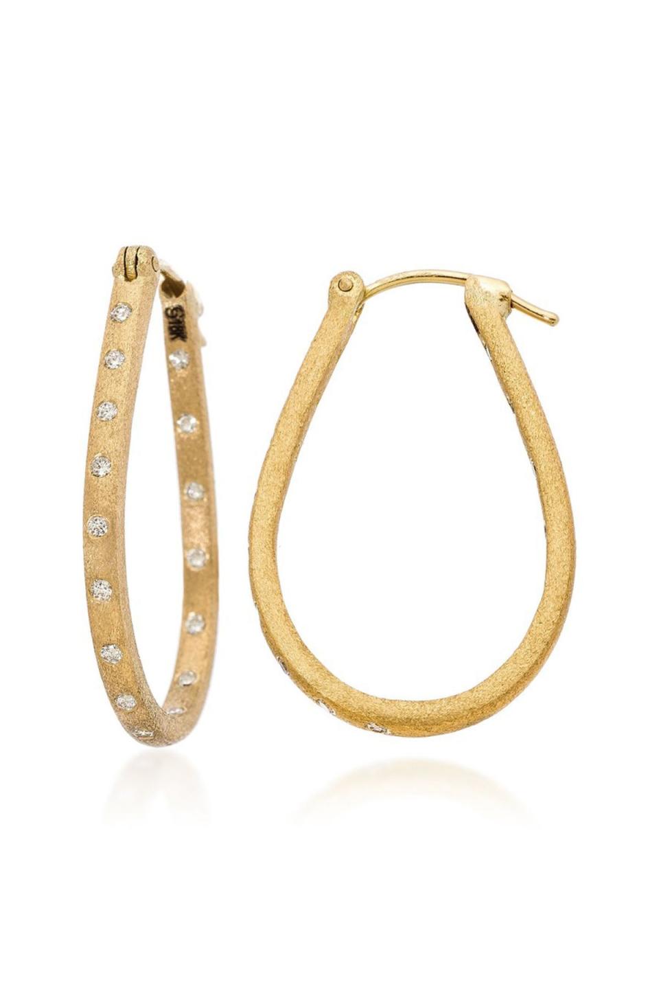 17) Dunes Diamond 18K Yellow Gold Hoop Earrings by Sethi Couture