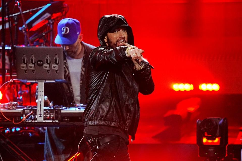 Eminem performs at the 37th Annual Rock & Roll Hall of Fame Induction Ceremony on Nov. 5, 2022. FilmMagic