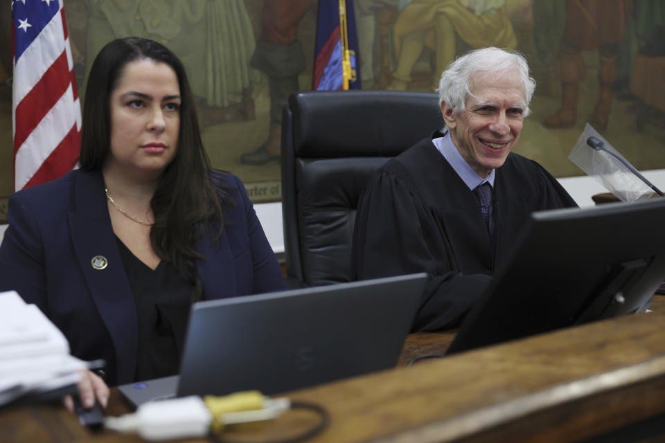 Judge Arthur F. Engoron presides over former President Donald Trump's civil business fraud trial at the New York Supreme Court, Tuesday, Oct. 24, 2023, in New York. (Mike Segar/Pool Photo via AP)