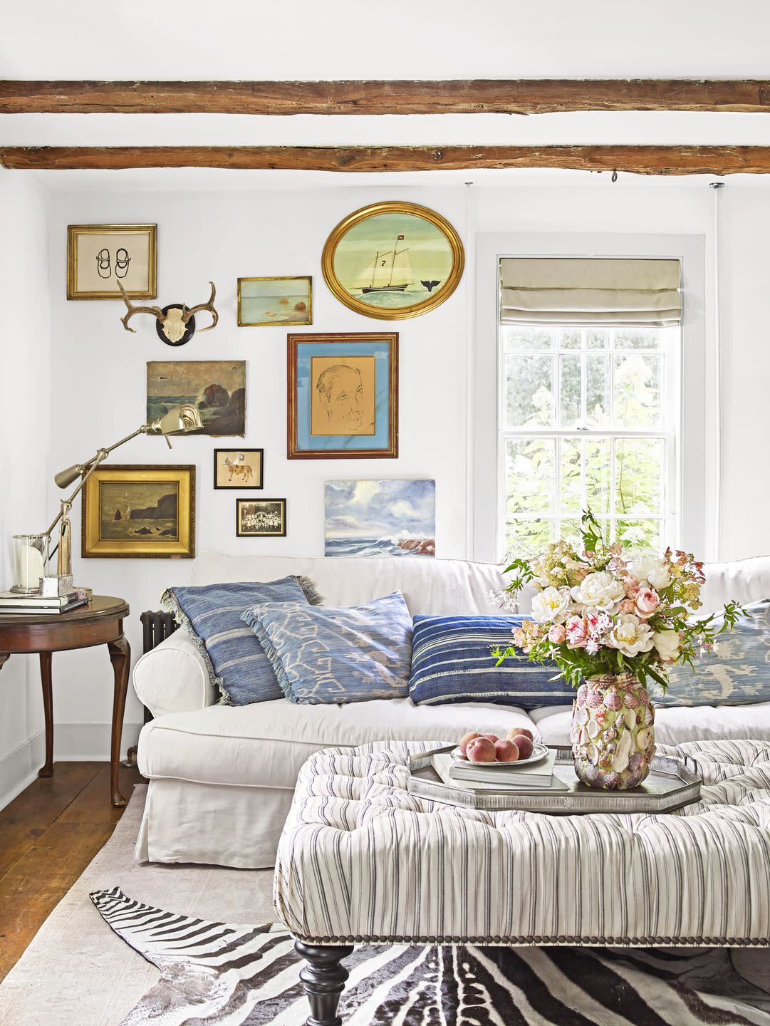 cozy living room full of textured stripes