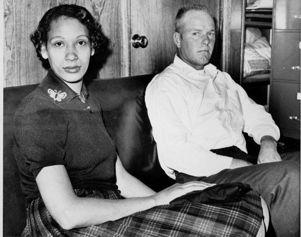 Richard P. Loving and his wife, Mildred, pose in this Jan. 26, 1965, file photograph. Residents of Caroline County, Va., the Lovings married in Washington, D.C., in 1958. Upon their return to Virginia, the interracial couple was convicted under the state's law that banned mixed marriages. They eventually won a U.S. Supreme Court decision in June 1967 that overturned laws prohibiting interracial unions.