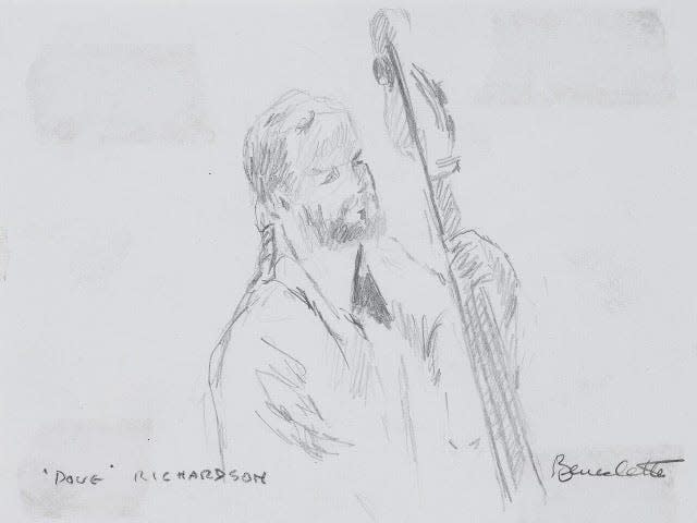 A sketch of central Ohio native and bassist Doug Richeson, drawn by the late vocalist Tony Bennett. Richeson played in Bennett's touring band for a number of years.
