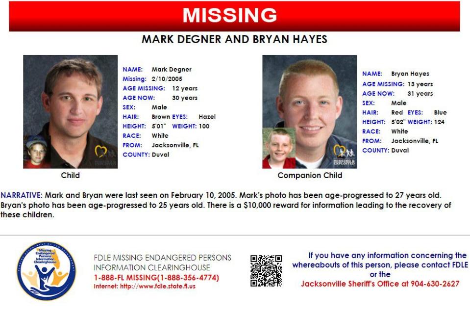 Mark Degner was reported missing from Jacksonville on Feb. 10, 2005.