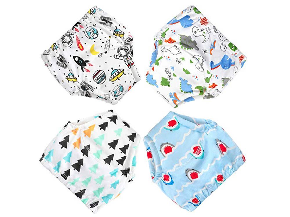 MooMoo Baby Cotton Training Pants 4 Pack Padded Toddler Potty Training Underwear for Boys and Girls-12M-5T