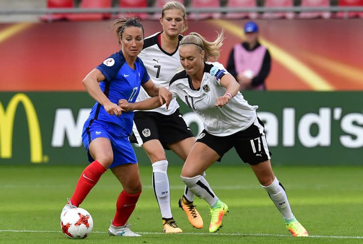 L’attaquante des Bleues Gaëtane Thiney n’a pas trouvé le chemin des filets samedi soir à Utrecht…