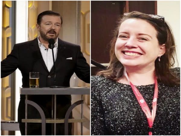 Ricky Gervais and Julia Quinn