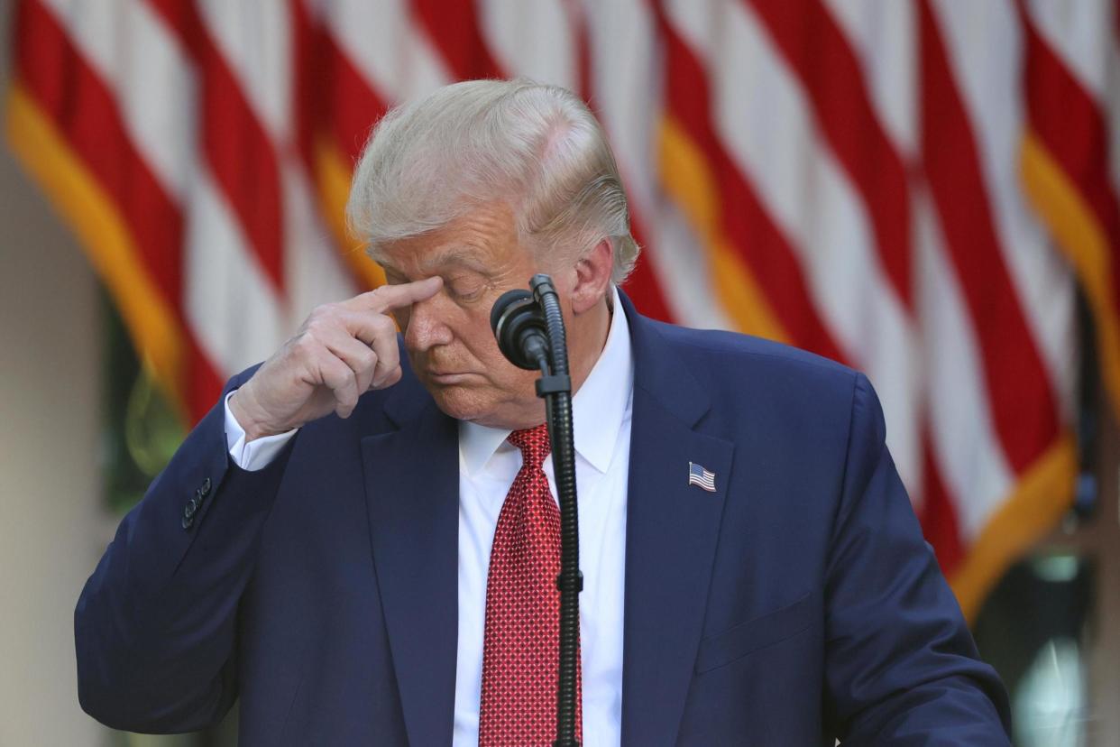 Donald Trump attends a news conference in the Rose Garden at the White House in Washington: REUTERS