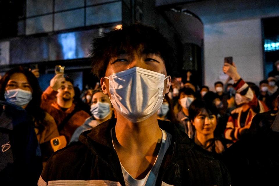 Protesters gathered on the streets of Shanghai on Sunday (AFP/Getty)