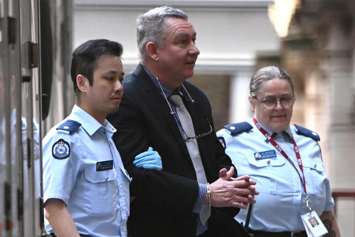 <span>Greg Lynn (centre) arrives at the supreme court in Melbourne. The daughter of Carol Clay says the murder was like a ‘horror movie’.</span><span>Photograph: Joel Carrett/AAP</span>