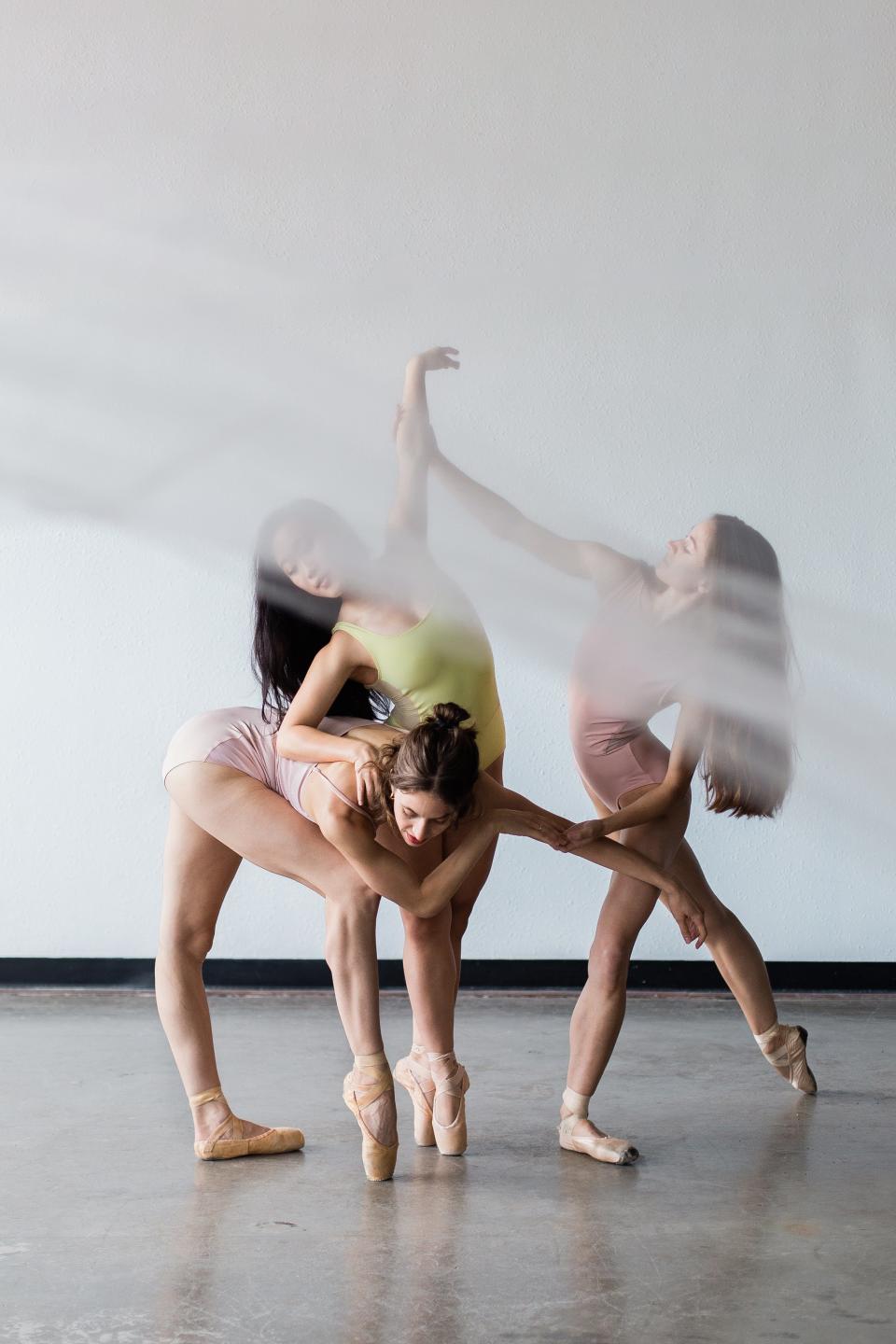 From left, Carlie Preskitt, Alayna Wong and Alex Schooling are starring in Central Oklahoma Ballet Theatre's original contemporary ballet production "Flux."