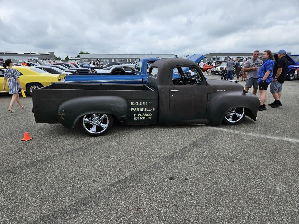 studebaker low rider pickup at m1 concourse vintage cars and coffee 2024