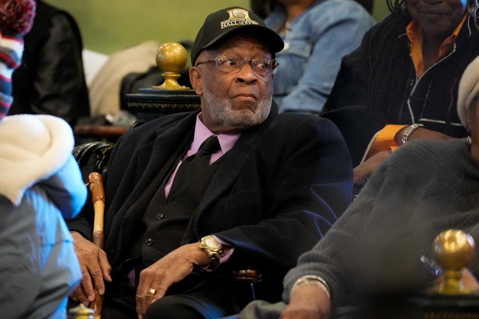 Steve Reece Sr. awaits the beginning of the State of the County address, given by his daughter Hamilton County Board of Commissioners President Alicia Reece.