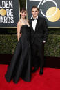 <p>The actors stuck to the 2018 Golden Globe Award’s black dress code in two very fashion-forward outfits. <em>[Photo: Getty]</em> </p>