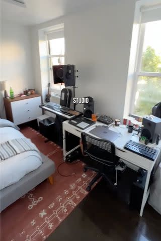 <p>Caleb Simpson/TikTok</p> Deacon's bedroom and studio setup.