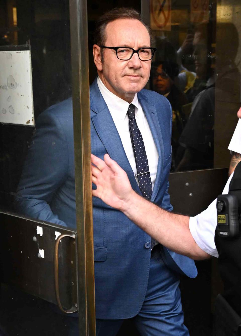 Kevin Spacey departs The Old Bailey Court on July 14, 2022 in London