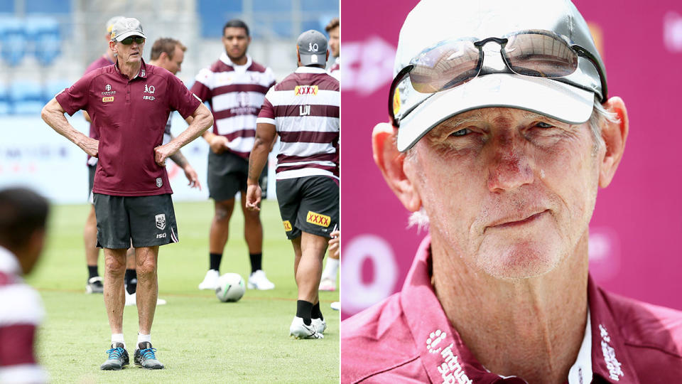 Coach Wayne Bennett is seen here at QLD Maroons Origin training.