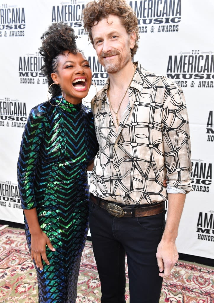 NASHVILLE, TENNESSEE - SEPTEMBER 14: Allison Russell and JT Nero of Birds of Chicago attend the 21st Annual Americana Honors & Awards at Ryman Auditorium on September 14, 2022 in Nashville, Tennessee. (Photo by Jason Davis/Getty Images for Americana Music Association )