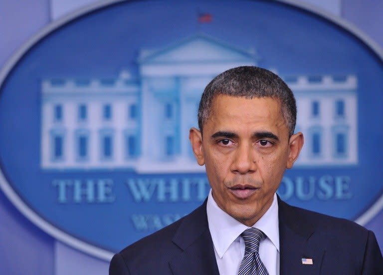 US President Barack Obama speaks about the Connecticut school shooting, in the White House on December 14, 2012