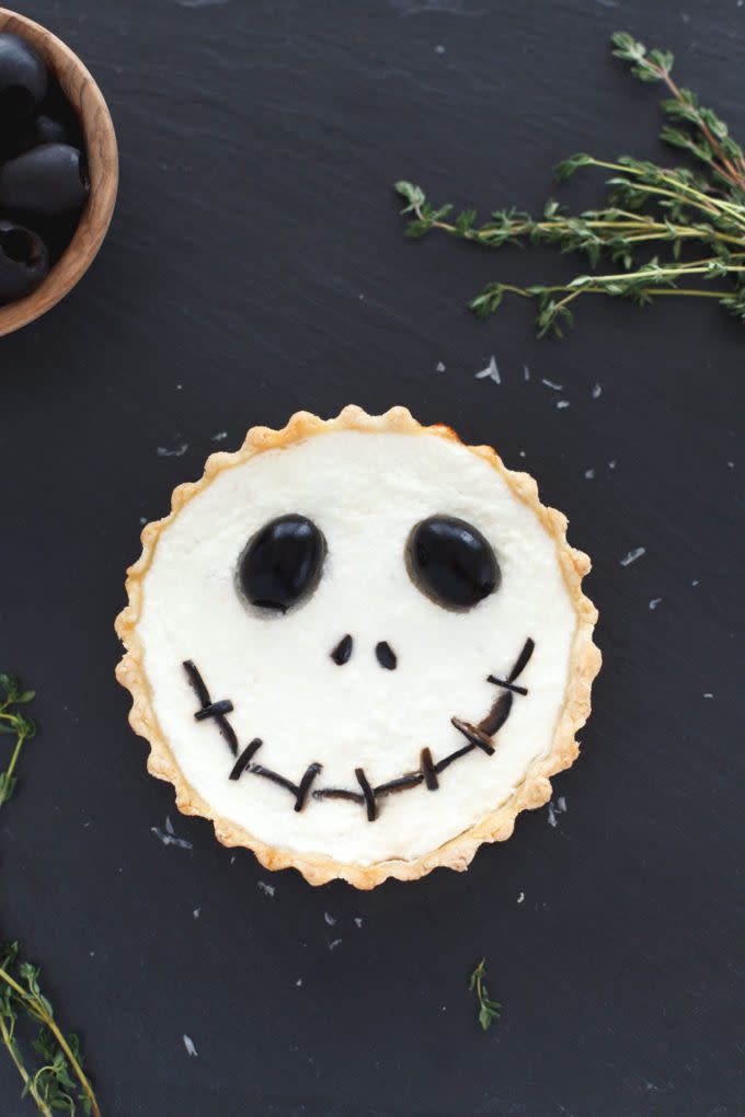 Halloween Jack Skellington Ricotta Olive Tarts