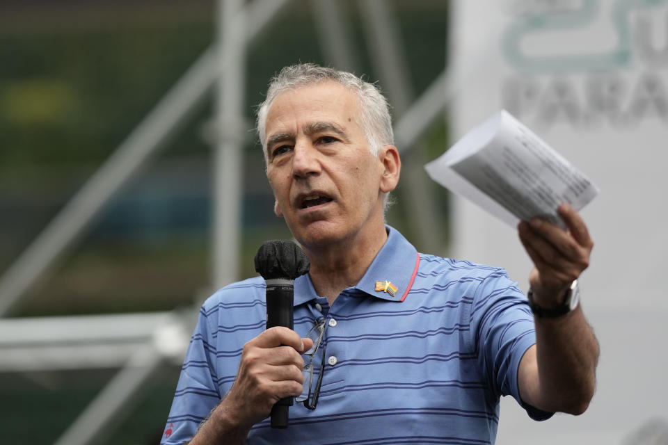 U.S. Ambassador to South Korea Philip Goldberg speaks during the 23rd Seoul Queer Parade in Seoul, South Korea, Saturday, July 16, 2022. The 23rd Seoul Queer Culture Festival is held from July 15 to July 31. (AP Photo/Lee Jin-man)