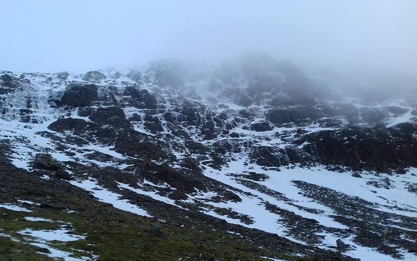 The popular Llanberis Path had become a 'serious snow slope' in parts, rescuers warned - Llanberis Mountain Rescue Team