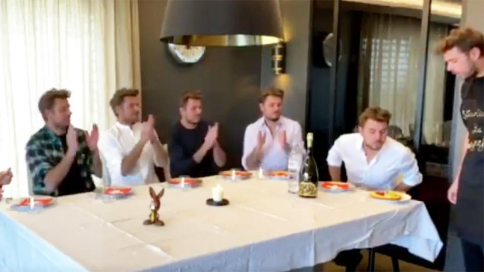 Stan Wawrinka edits himself into his own video and celebrates his birthday by blowing out the candle.