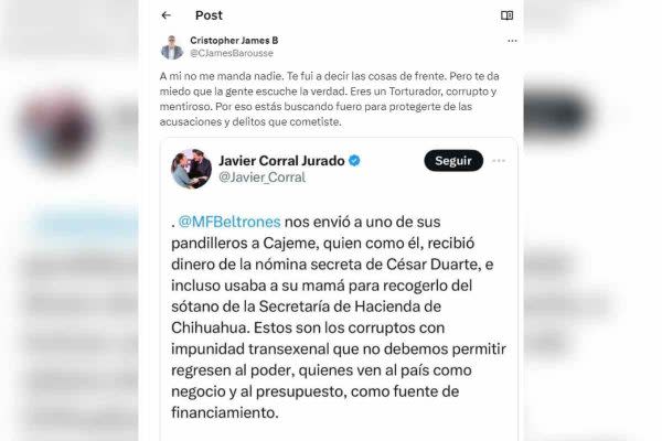 Javier Corral respondió a las acusaciones de James Barusse