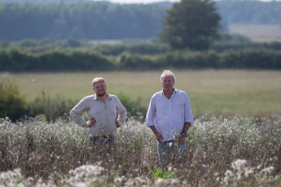 Kaleb Cooper and Jeremy Clarkson star in Clarkson’s Farm season three (Amazon MGM Studios)