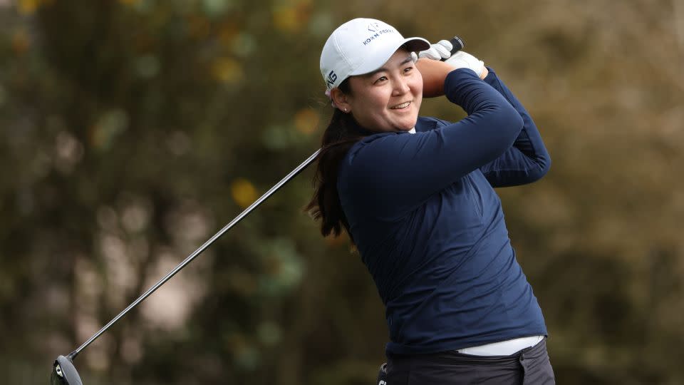 Allisen Corpuz reacts to her shot from the 15th tee during the final round of the 78th U.S. Women's Open on July 09, 2023. - Ezra Shaw/Getty Images