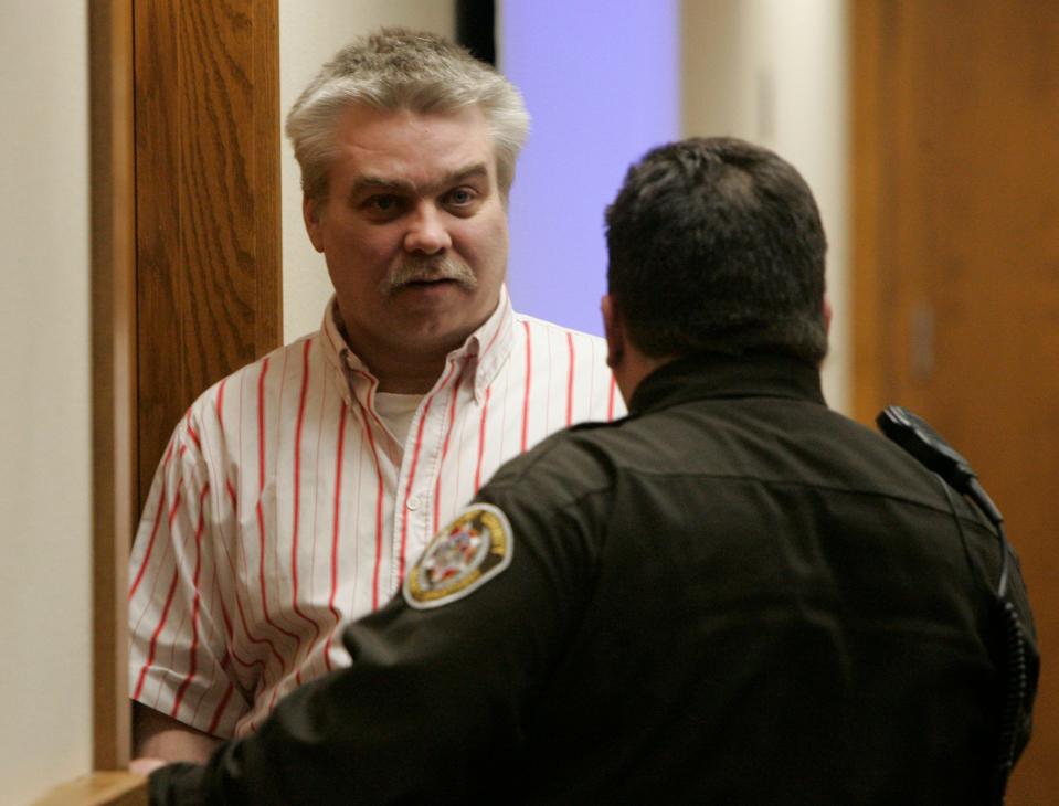 Steven Avery leaves the courtroom Feb. 22, 2007, during a break in his murder trial at the Calumet County Courthouse in Chilton, Wis. Avery was accused, along with his 17-year-old nephew, of killing Teresa Halbach, 25, after she went to the family's rural salvage lot to photograph a minivan they had for sale.
