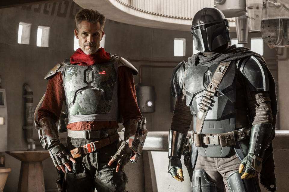 Timothy Olyphant as Cobb Vanth and Pedro Pascal as the Mandalorian in 'The Mandalorian' Season Two.